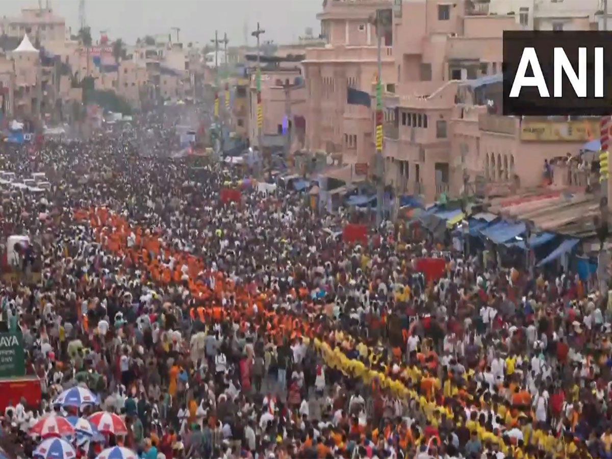 A sea of devotees gathers outside Shri Jagannath Temple to witness annual Rath Yatra (Photo/ANI) A sea of devotees gathers outside Shri Jagannath Temple to witness annual Rath Yatra (Photo/ANI)