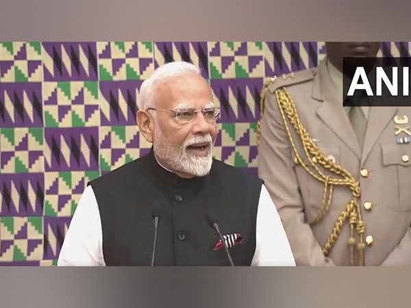 Prime Minister Narendra Modi addressing the parliament of Ghana (Photo/ ANI) Prime Minister Narendra Modi addressing the parliament of Ghana (Photo/ ANI)