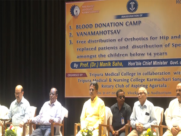 Tripura CM Manik Saha attends Blood Donation Camp at TMC Hospital, Hapania, Agartala. (PhotoANI) Tripura CM Manik Saha attends Blood Donation Camp at TMC Hospital, Hapania, Agartala. (PhotoANI)