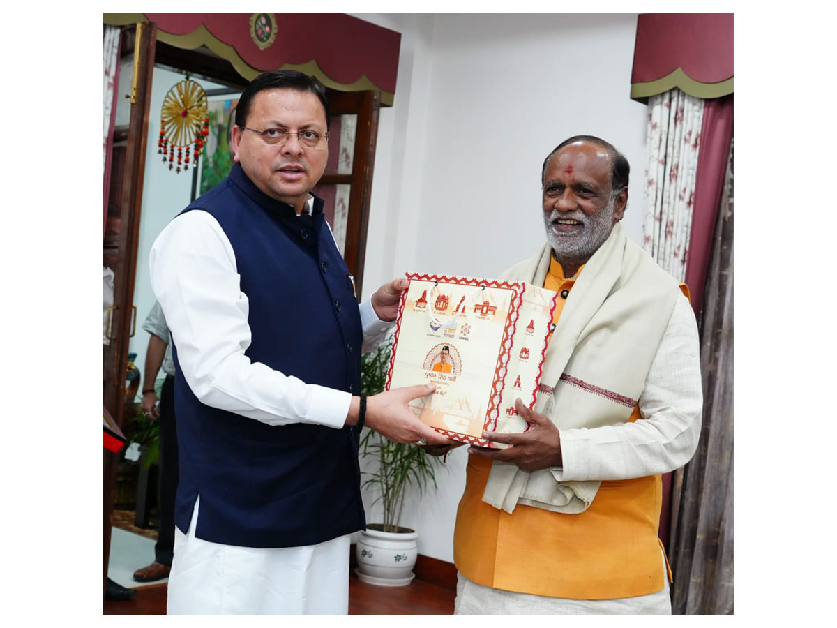 Uttarakhand CM Pushkar Singh Dhami meets President of OBC Morcha (Photo/ANI) Uttarakhand CM Pushkar Singh Dhami meets President of OBC Morcha (Photo/ANI)