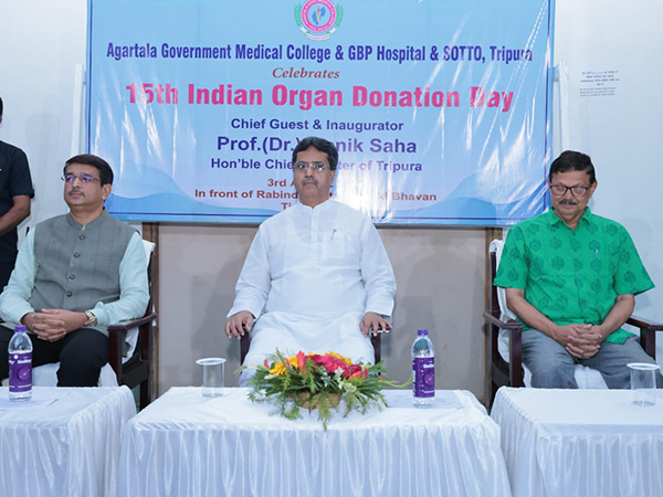Tripura CM Manik Saha flagged off walkathon on occasion of 15th Organ Donation Day. (Photo/ANI) Tripura CM Manik Saha flagged off walkathon on occasion of 15th Organ Donation Day. (Photo/ANI)