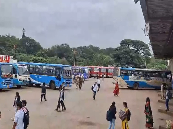 Karnataka state-wide bus strike reaches border district of Belagavi; services disrupted at central bus stand. (Photo/ANI) Karnataka state-wide bus strike reaches border district of Belagavi; services disrupted at central bus stand. (Photo/ANI)