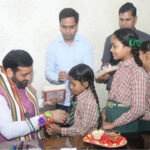School girls tie rakhi to Haryana CM Nayab Saini on…