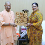 Ex-Rajasthan CM Vasundhara Raje pays courtesy call on UP CM…