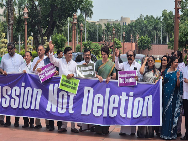 INDIA bloc MPs protest in Parliament premises over Bihar SIR (File Photo/ANI) INDIA bloc MPs protest in Parliament premises over Bihar SIR (File Photo/ANI)