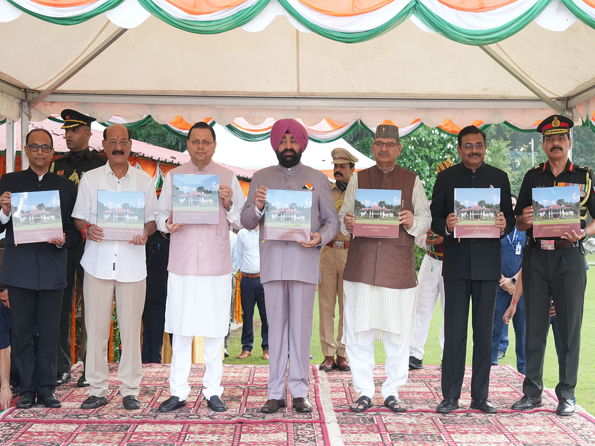 Uttarakhand Governor Gurmit Singh, CM Dhami during release of the book. (Photo/ANI) Uttarakhand Governor Gurmit Singh, CM Dhami during release of the book. (Photo/ANI)