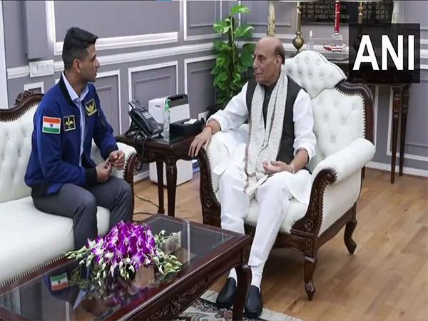 Group Captain Shubhanshu Shukla and Defence Minister Rajnath Singh(Photo/ANI) Group Captain Shubhanshu Shukla and Defence Minister Rajnath Singh(Photo/ANI)