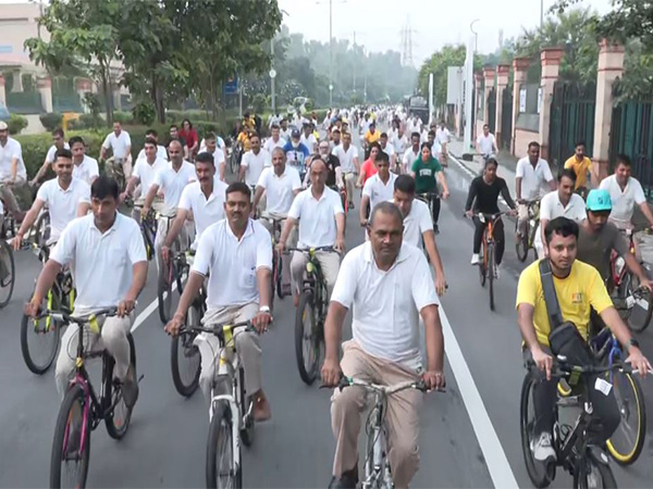 Visual from Fit India Sundays on Cycle event in Delhi. (Photo/ANI) Visual from Fit India Sundays on Cycle event in Delhi. (Photo/ANI)