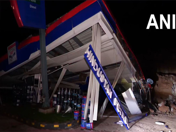 J-K: Massive landslide triggered by rainfall crushes petrol pump under its debris on Udhampur highway. (PhotoANI) J-K: Massive landslide triggered by rainfall crushes petrol pump under its debris on Udhampur highway. (PhotoANI)