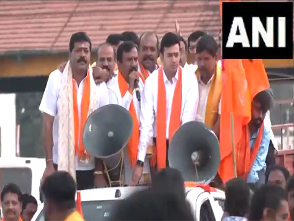 BJP organises Dharma yatra from Bengaluru to Dharmasthala. (Photo/ANI) BJP organises Dharma yatra from Bengaluru to Dharmasthala. (Photo/ANI)