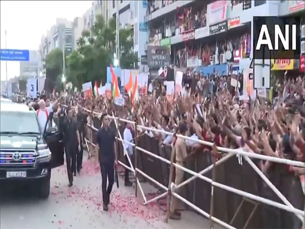 PM Naredra Modi holds roadshow in Ahmedabad (Photo/ANI) PM Naredra Modi holds roadshow in Ahmedabad (Photo/ANI)