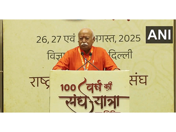 RSS's chief Mohan Bhagwat hold lecture series as part of centenary celebrations. (Photo/ANI) RSS's chief Mohan Bhagwat hold lecture series as part of centenary celebrations. (Photo/ANI)