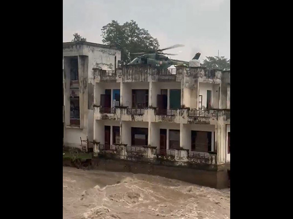 Indian Army Aviation helicopters evacuated 22 CRPF personnel and three civilians stranded near Madhopur Headworks in Punjab (Photo/ANI) Indian Army Aviation helicopters evacuated 22 CRPF personnel and three civilians stranded near Madhopur Headworks in Punjab (Photo/ANI)