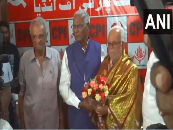 Opposition’s VP candidate, B Sudershan Reddy meets CPI MP D Raja (Photo/ANI) Opposition’s VP candidate, B Sudershan Reddy meets CPI MP D Raja (Photo/ANI)
