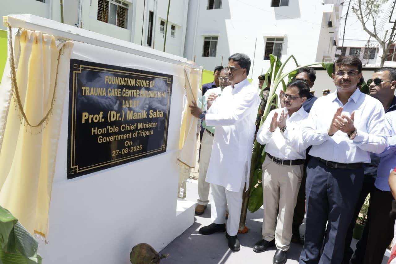 Tripura Chief Minister Dr. Manik Saha laid the foundation stone for a Trauma Centre (Photo/ANI) Tripura Chief Minister Dr. Manik Saha laid the foundation stone for a Trauma Centre (Photo/ANI)