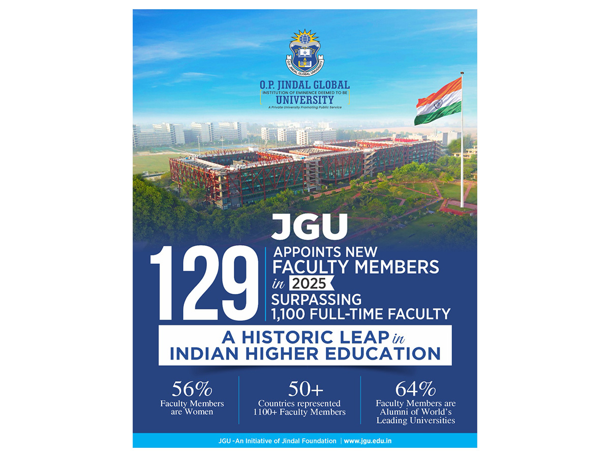JGU Appoints 129 World Class Faculty Members: a Historic Leap in Indian Higher Education JGU Appoints 129 World Class Faculty Members: a Historic Leap in Indian Higher Education