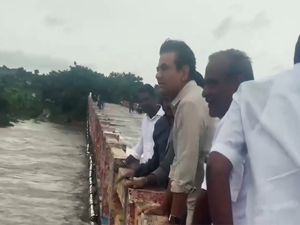 BRS Working President KTR inspecting upper Maneru flood (Photo/ANI) BRS Working President KTR inspecting upper Maneru flood (Photo/ANI)
