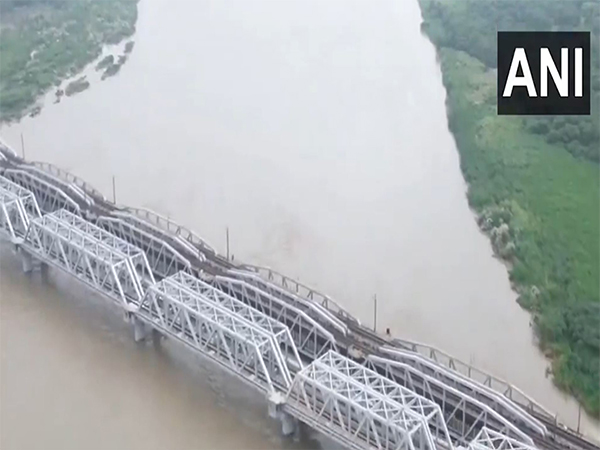 Drone image of Yamuna flowing above danger mark at Loha Pul (Photo/ANI) Drone image of Yamuna flowing above danger mark at Loha Pul (Photo/ANI)