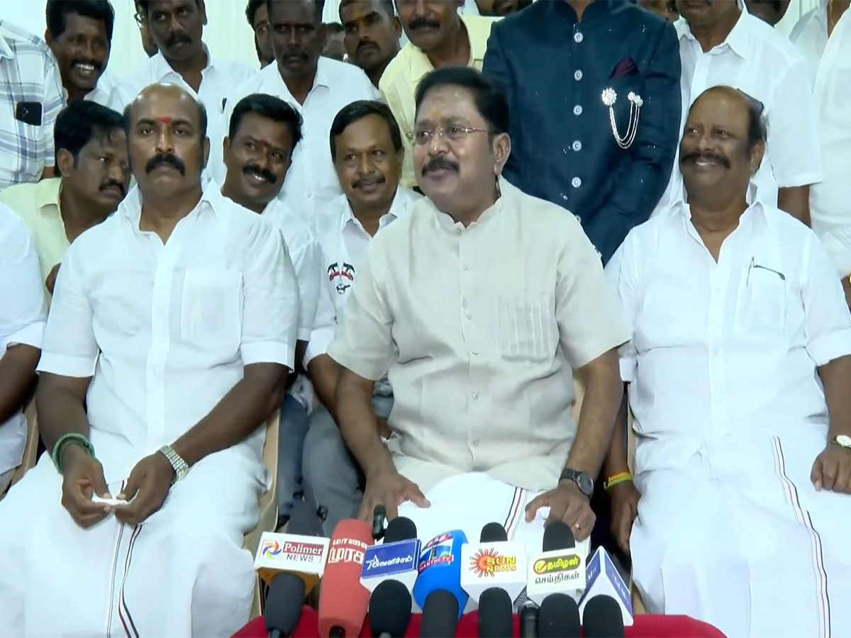 AMMK General Secretary TTV Dinakaran addressing the media. (Photo/ANI) AMMK General Secretary TTV Dinakaran addressing the media. (Photo/ANI)