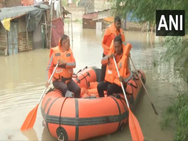 NDRF deployed after Delhi' Kalindi Kunj submerges as Yamuna river swelled above danger mark. (Photo/ANI) NDRF deployed after Delhi' Kalindi Kunj submerges as Yamuna river swelled above danger mark. (Photo/ANI)