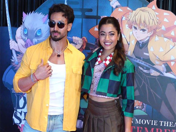 Tiger Shroff and Rashmika Mandanna at Demon Slayer screening (Photo: ANI) Tiger Shroff and Rashmika Mandanna at Demon Slayer screening (Photo: ANI)