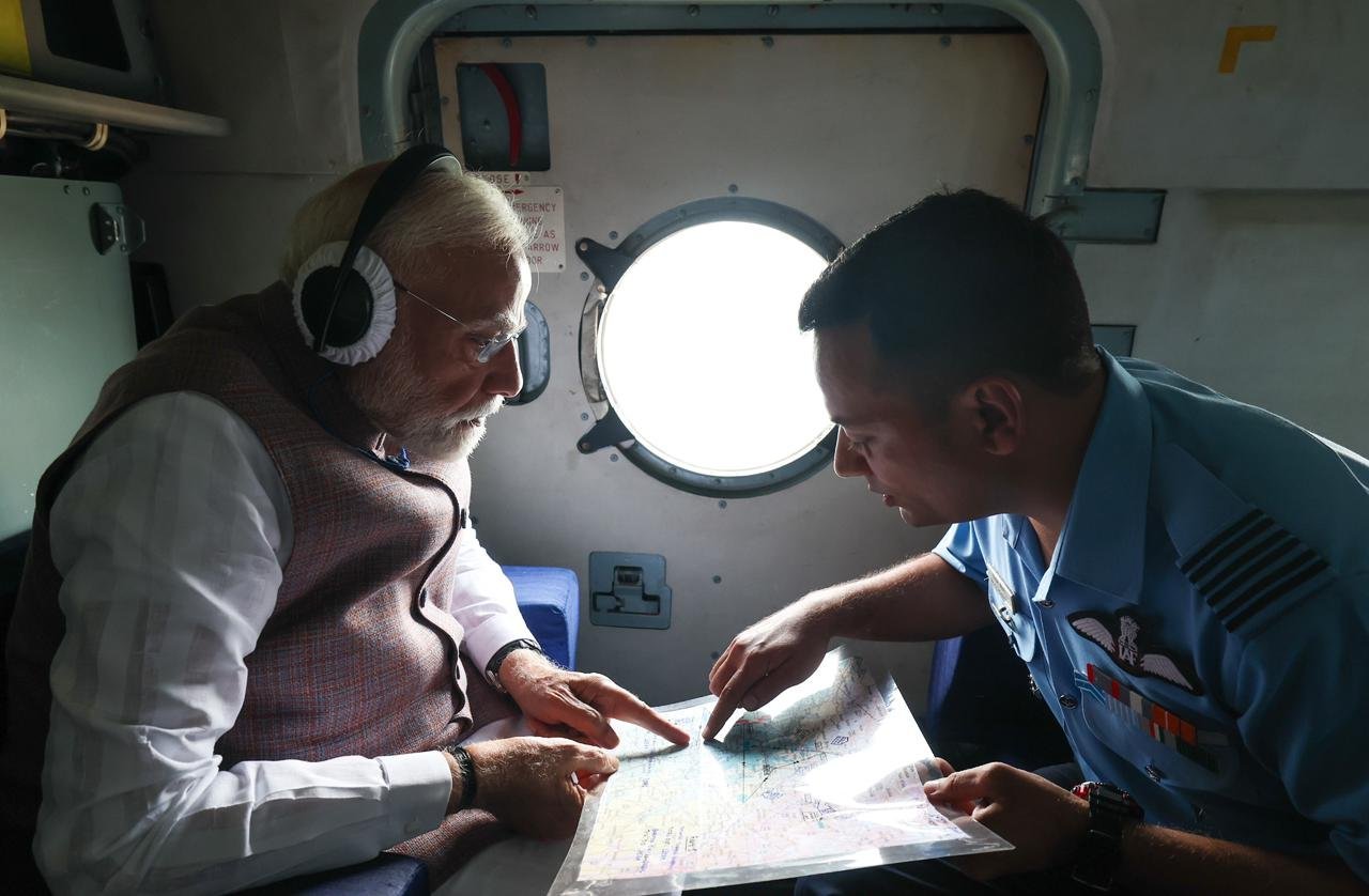 PM Modi undertakes aerial survey in Himachal to assess flood situation (Photo/X/@narendramodi) PM Modi undertakes aerial survey in Himachal to assess flood situation (Photo/X/@narendramodi)