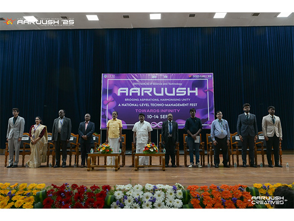 Dignitaries, speakers, at the 19th edition of Aaruush 2025, SRMIST’s national techno-management fest, held at Kattankulathur Dignitaries, speakers, at the 19th edition of Aaruush 2025, SRMIST’s national techno-management fest, held at Kattankulathur