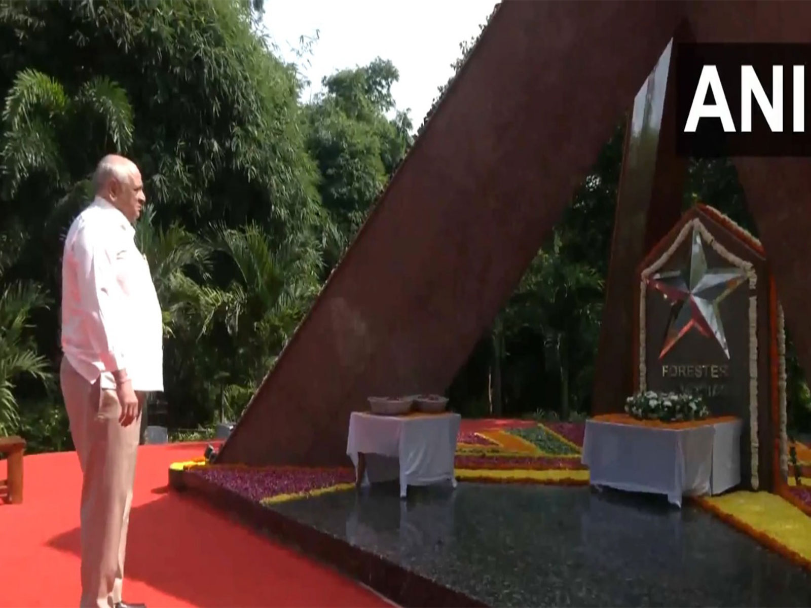 Gujarat CM Bhupendra Patel pays tribute on National Forest Martyrs' Day. (Photo/ANI) Gujarat CM Bhupendra Patel pays tribute on National Forest Martyrs' Day. (Photo/ANI)