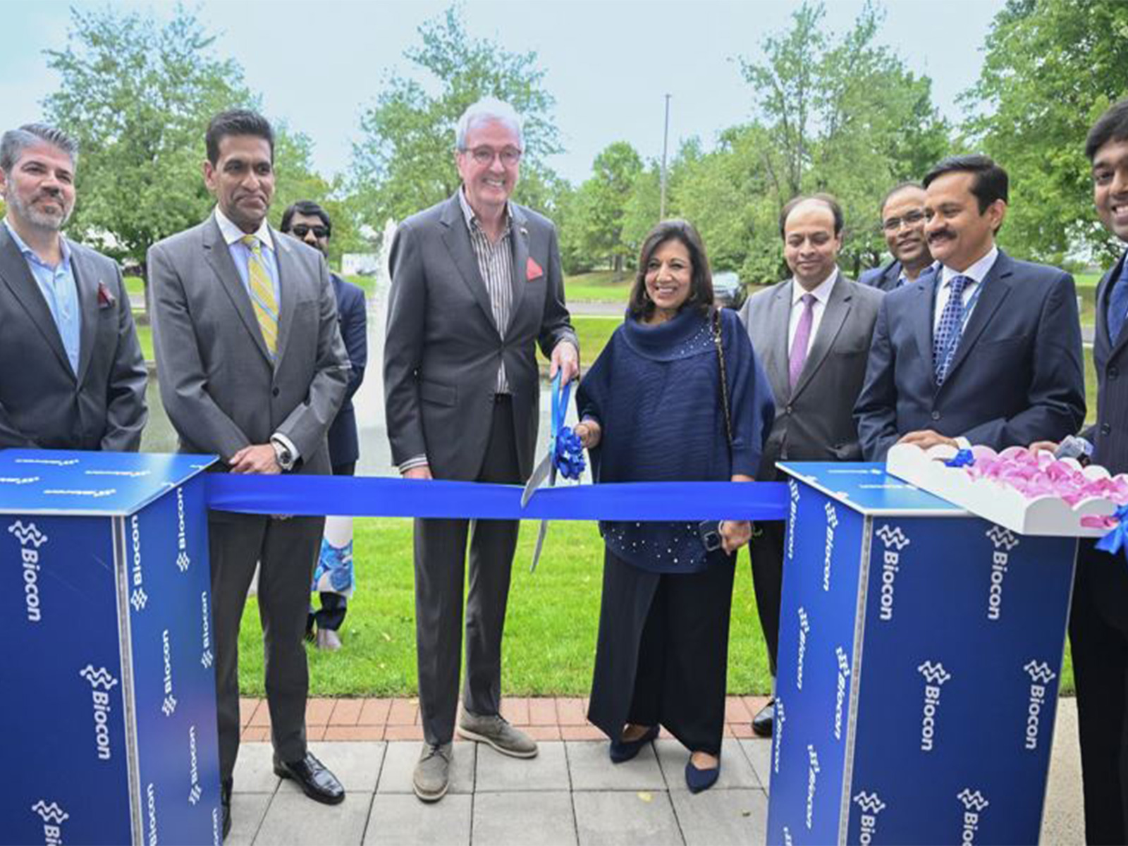 New Jersey Governor Phil Murphy and Biocon Chairperson Kiran Mazumdar-Shaw inaugurate Biocon's first US manufacturing facility (Photo/@Bioconlimited) New Jersey Governor Phil Murphy and Biocon Chairperson Kiran Mazumdar-Shaw inaugurate Biocon's first US manufacturing facility (Photo/@Bioconlimited)