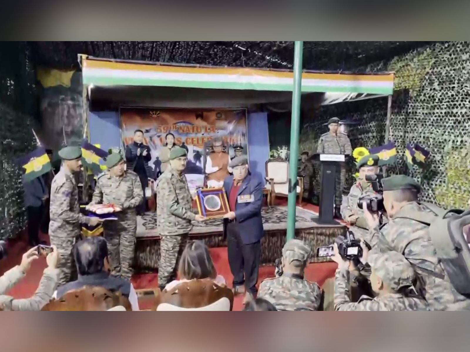 Visuals from the 59th Nathula Vijay Diwas celebrations (Photo: ANI) Visuals from the 59th Nathula Vijay Diwas celebrations (Photo: ANI)