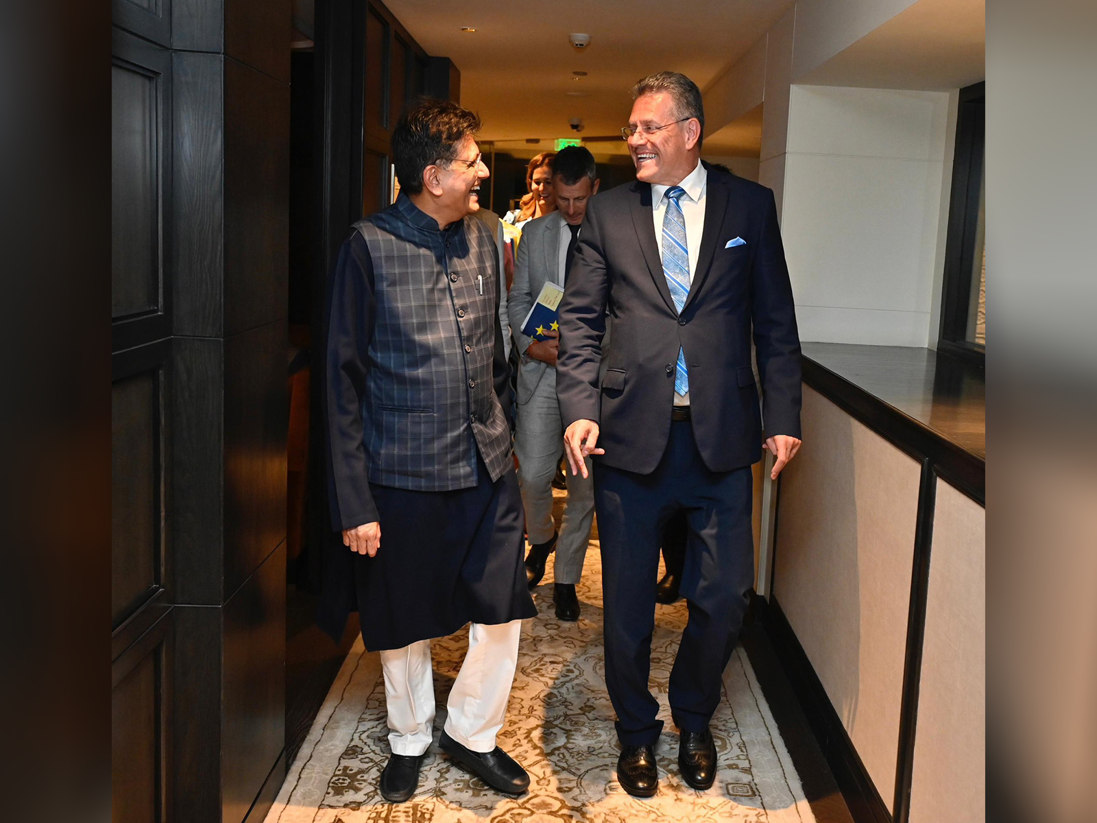 Union Minister Piyush Goyal with his EU counterpart (Photo/X/@PiyushGoyal) Union Minister Piyush Goyal with his EU counterpart (Photo/X/@PiyushGoyal)