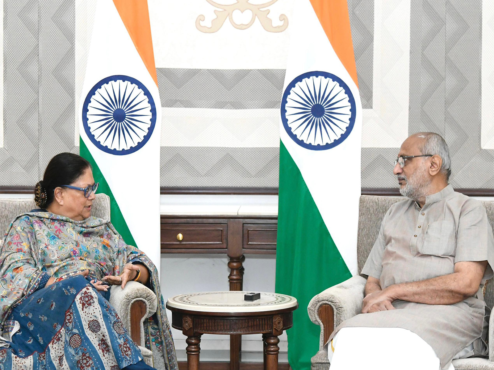 Former Rajasthan CM Vasundhara Raje meets Vice President CP Radhakrishnan (Photo: Vasundhara Raje Office) Former Rajasthan CM Vasundhara Raje meets Vice President CP Radhakrishnan (Photo: Vasundhara Raje Office)