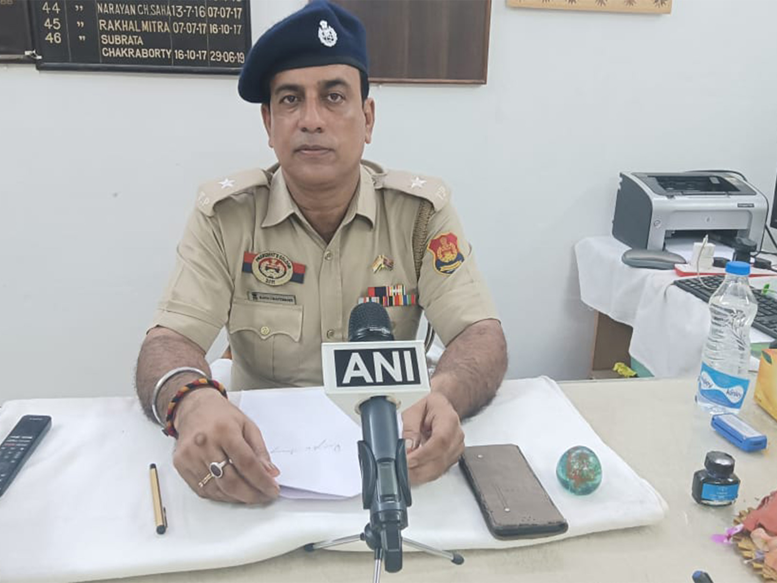 Rana Chatterjee, Officer-In-Charge (OC), West Agartala PS (Photo/ANI) 
