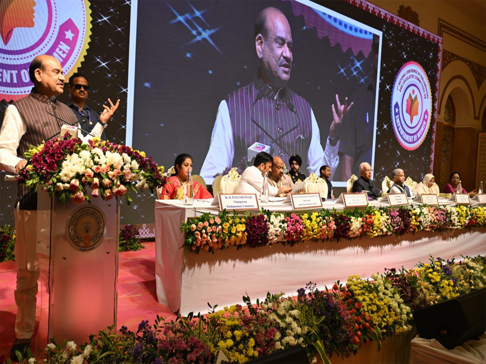 Om Birla addresses the First National Conference of Committees on Empowerment of Women in Tirupati (Photo/Lok Sabha Secretariat) Om Birla addresses the First National Conference of Committees on Empowerment of Women in Tirupati (Photo/Lok Sabha Secretariat)