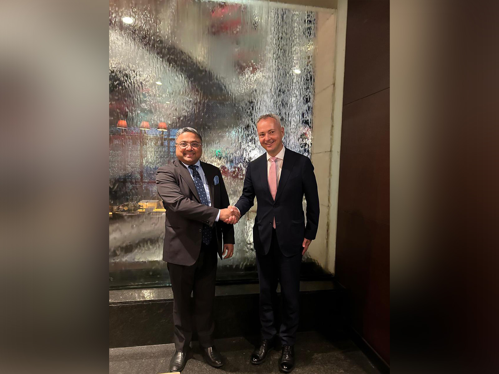 Ministry of External Affairs Secretary (West) Sibi Georgewith Julius Pranevicius, Vice-Minister of the Lithuanian Foreign Ministry (Image: X@MEAIndia) Ministry of External Affairs Secretary (West) Sibi Georgewith Julius Pranevicius, Vice-Minister of the Lithuanian Foreign Ministry (Image: X@MEAIndia)