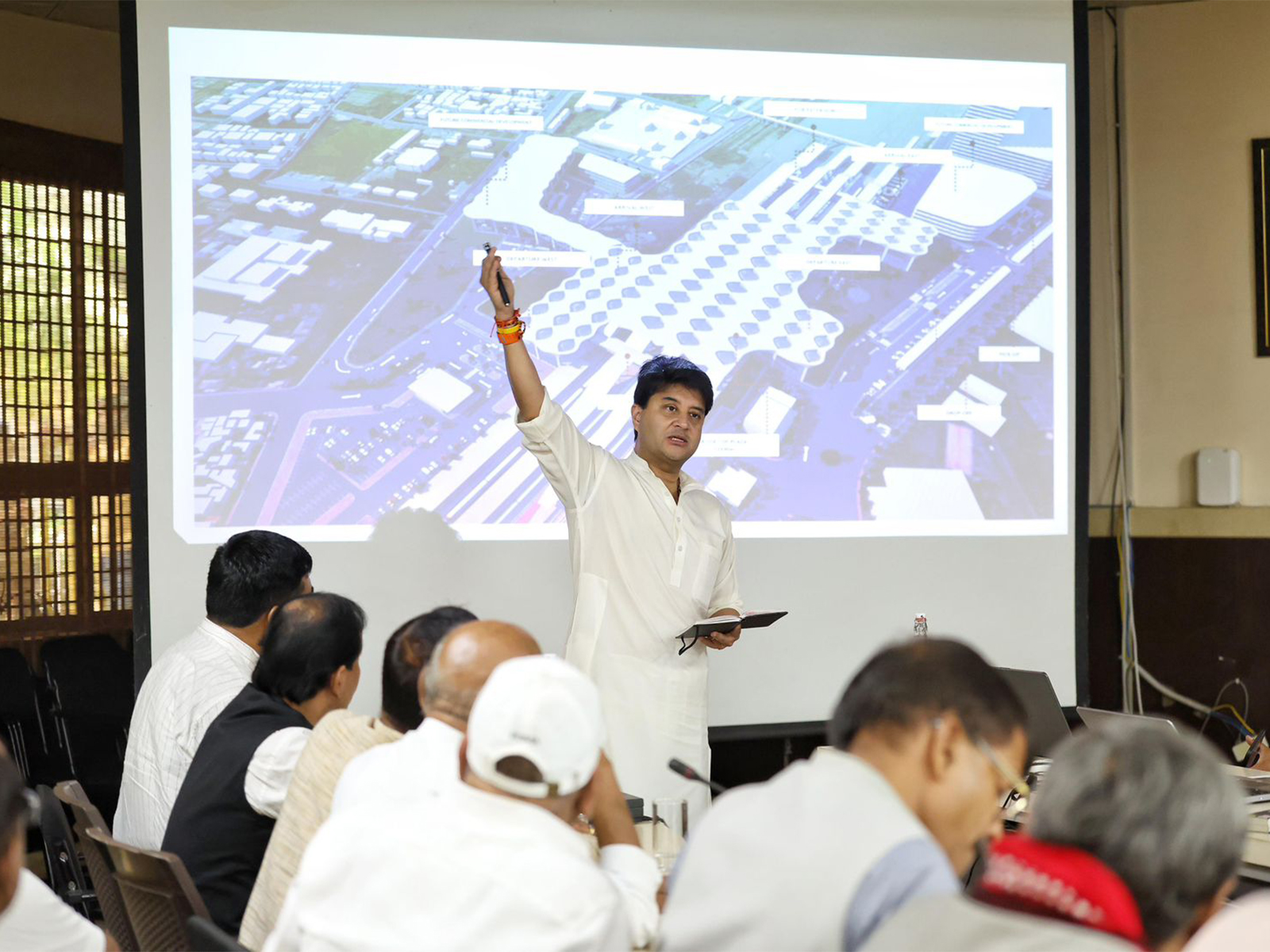 Union Minister Jyotiraditya Scindia holding review meeting (Photo/ Scindia office) Union Minister Jyotiraditya Scindia holding review meeting (Photo/ Scindia office)