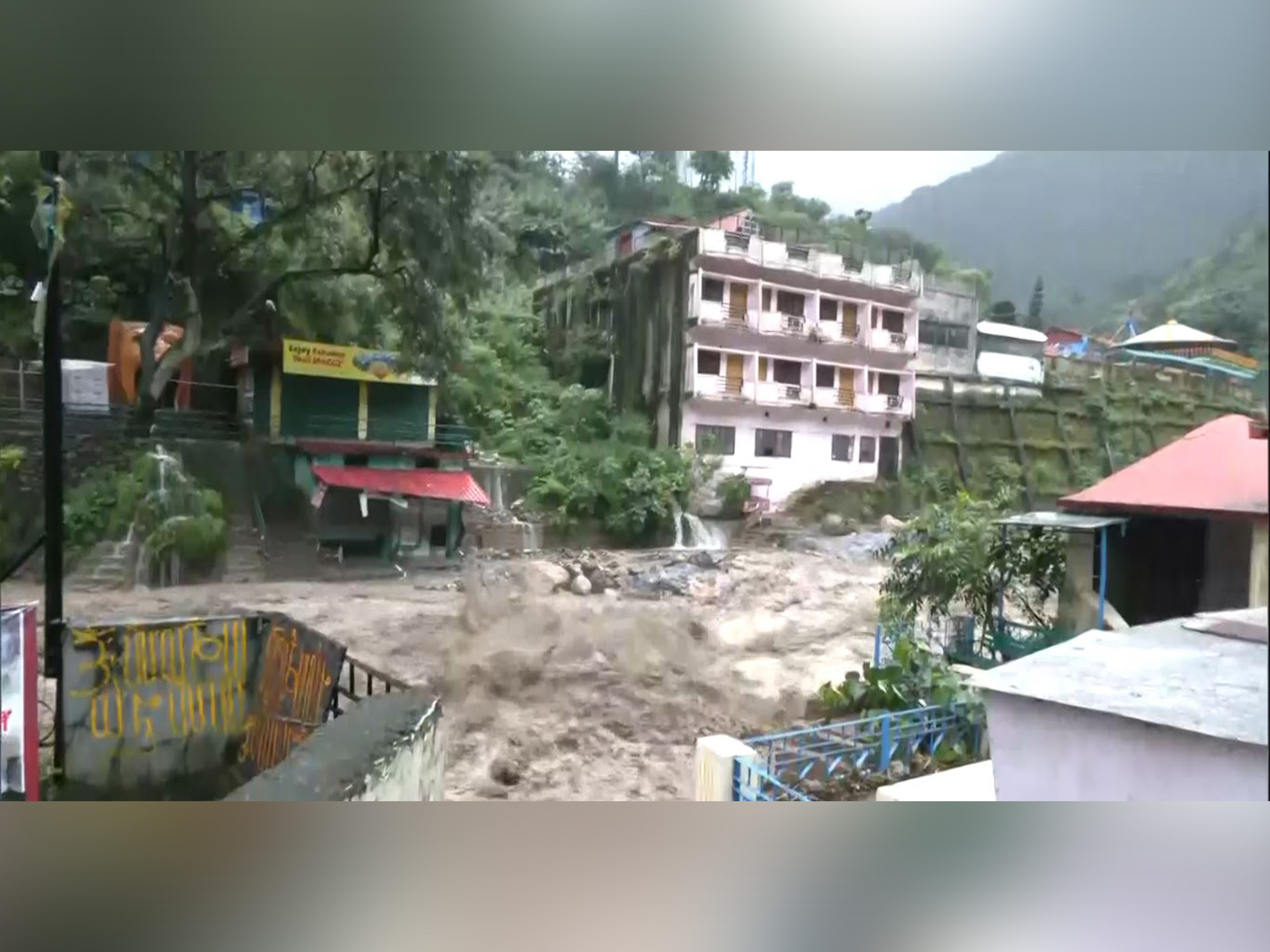River Sahastradhara flooded due to heavy rains since last night in Dehradun (Photo/ANI)