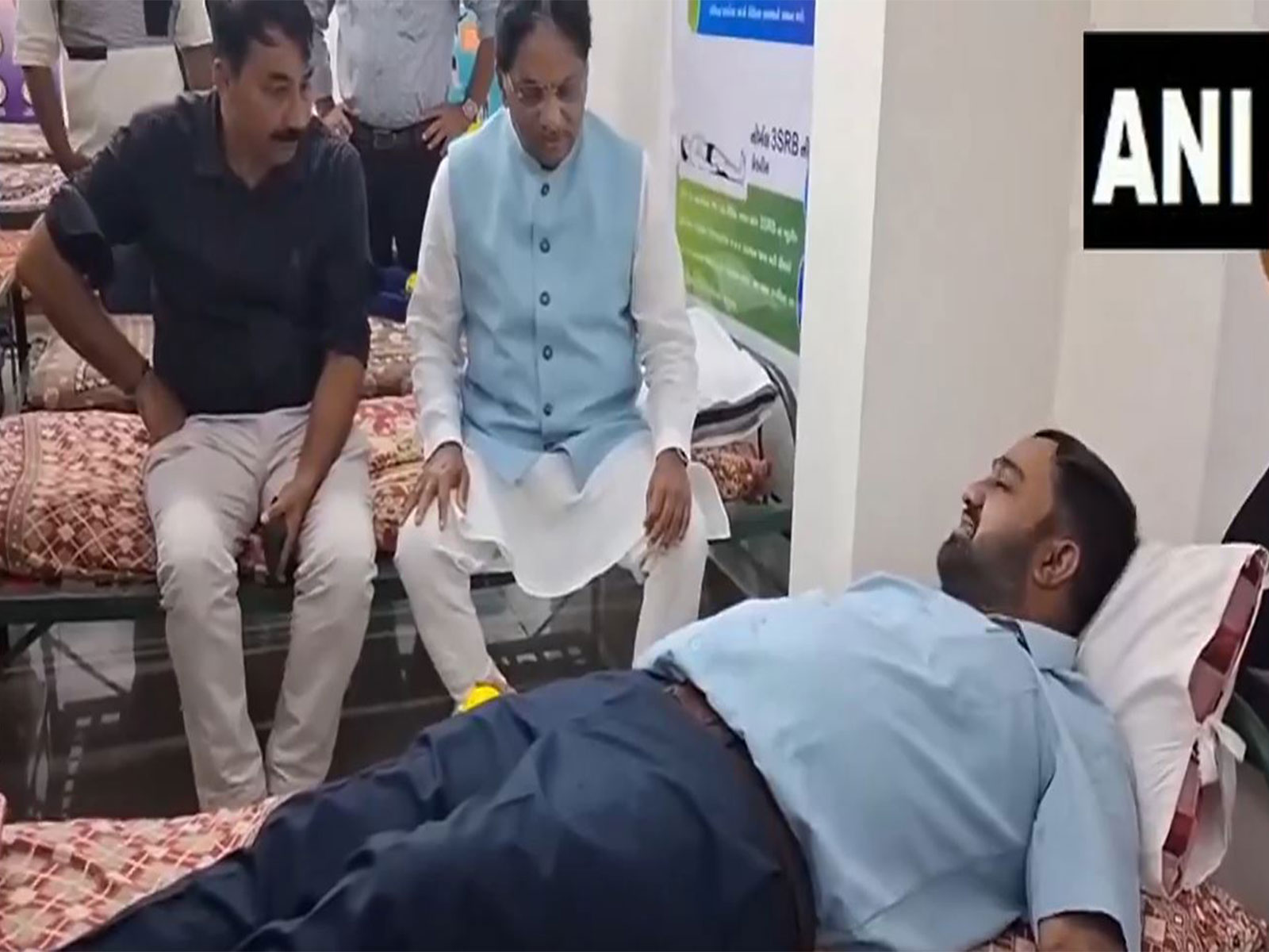 The blood donation camp organised in Gujarat, Gandhinagar ahead of PM Modi's birthday (Photo/ANI) The blood donation camp organised in Gujarat, Gandhinagar ahead of PM Modi's birthday (Photo/ANI)