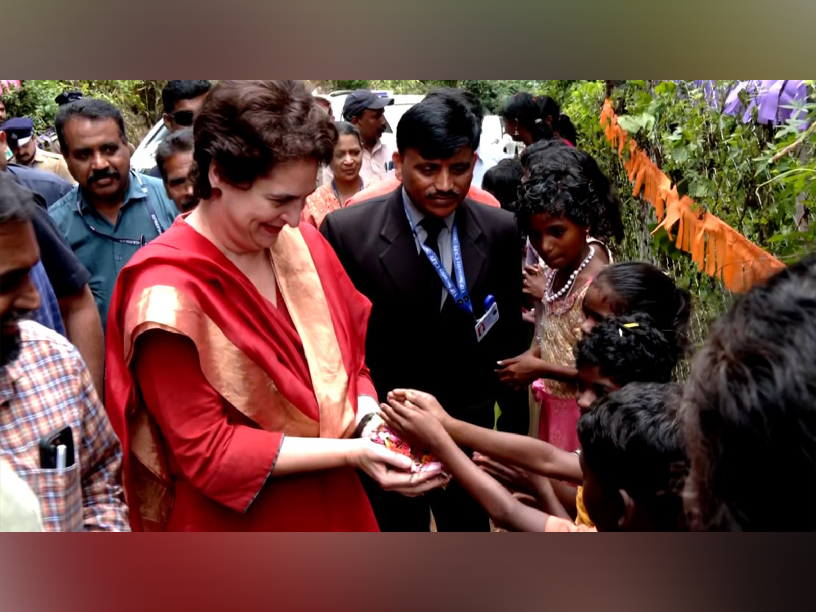 Congress MP Priyanka Gandhi interacts with children at the newly inaugrated anganwadi centre (Photo/ANI) Congress MP Priyanka Gandhi interacts with children at the newly inaugrated anganwadi centre (Photo/ANI)