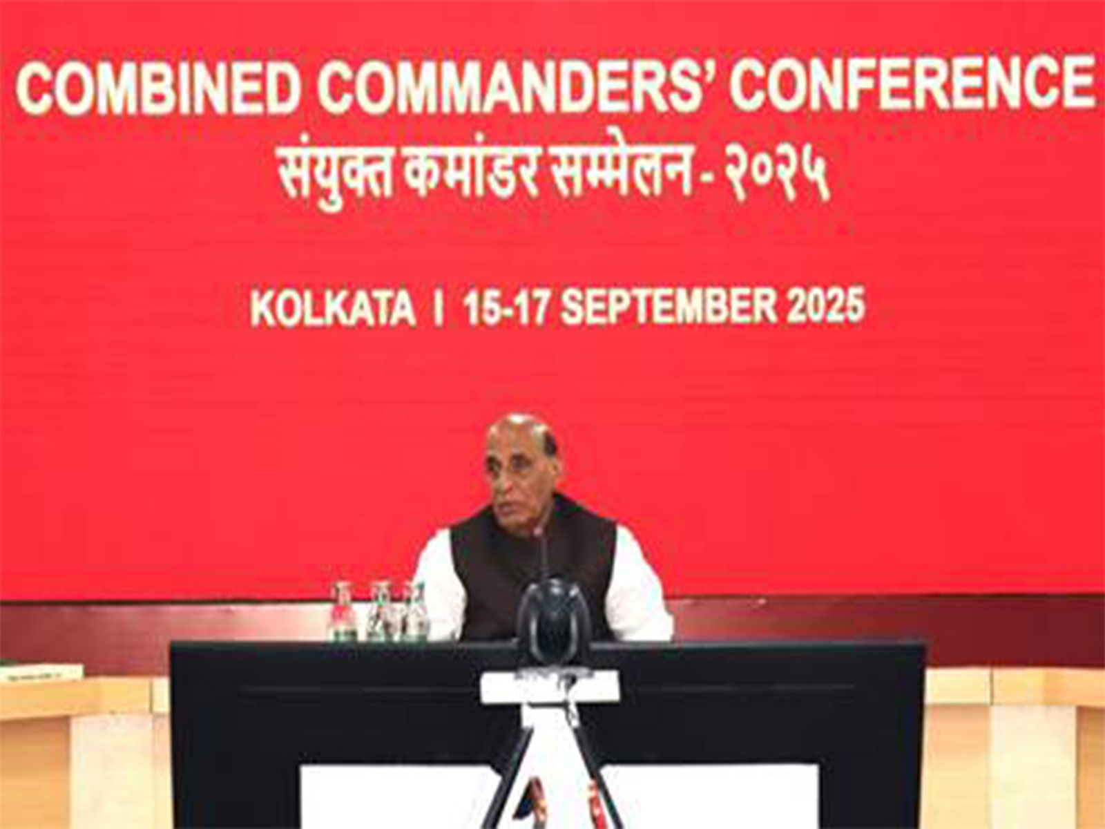 Defence Minister Rajnath Singh at Combined Commanders’ Conference 2025 in Kolkata (Photo: PIB) Defence Minister Rajnath Singh at Combined Commanders’ Conference 2025 in Kolkata (Photo: PIB)