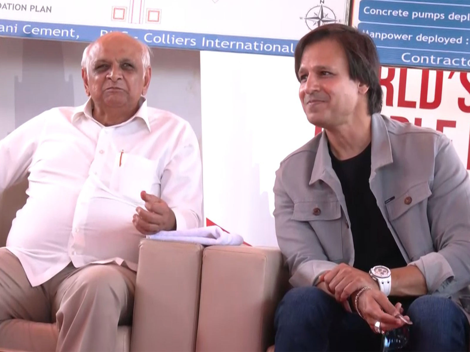 Gujarat Chief Minister Bhupendra Patel, Vivek Oberoi (Image source/ANI) Gujarat Chief Minister Bhupendra Patel, Vivek Oberoi (Image source/ANI)