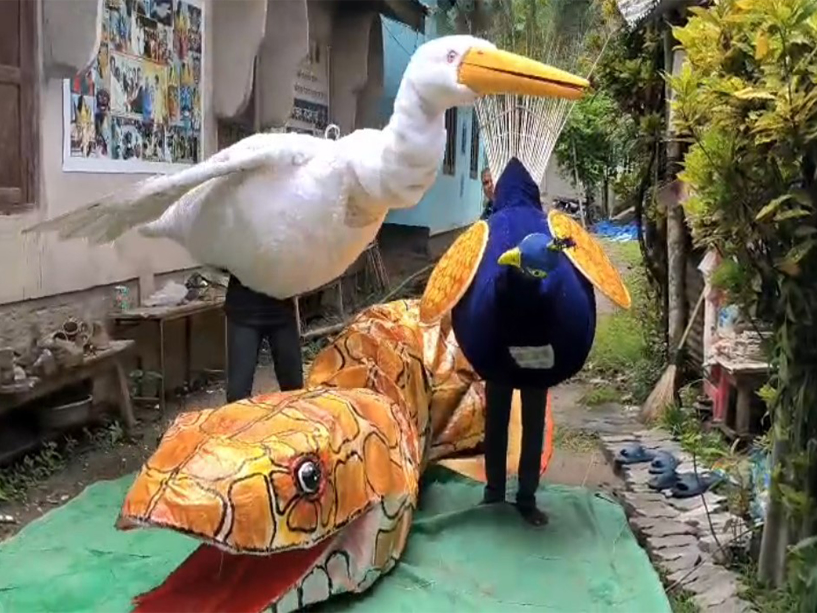 Masks made by Majuli’s Samaguri Satra artists for Raas festival (Photo/ANI) Masks made by Majuli’s Samaguri Satra artists for Raas festival (Photo/ANI)