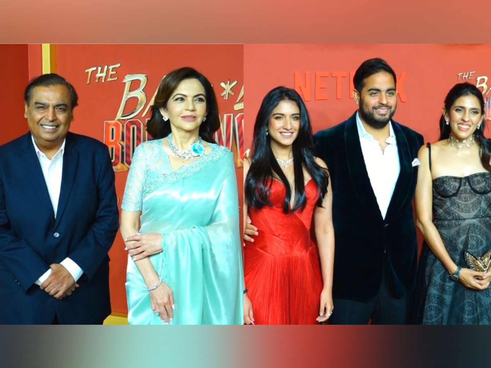 Mukesh Ambani, Nita Ambani, Radhika Merchant, Akash Ambani, Shloka Mehta (Photo: ANI)