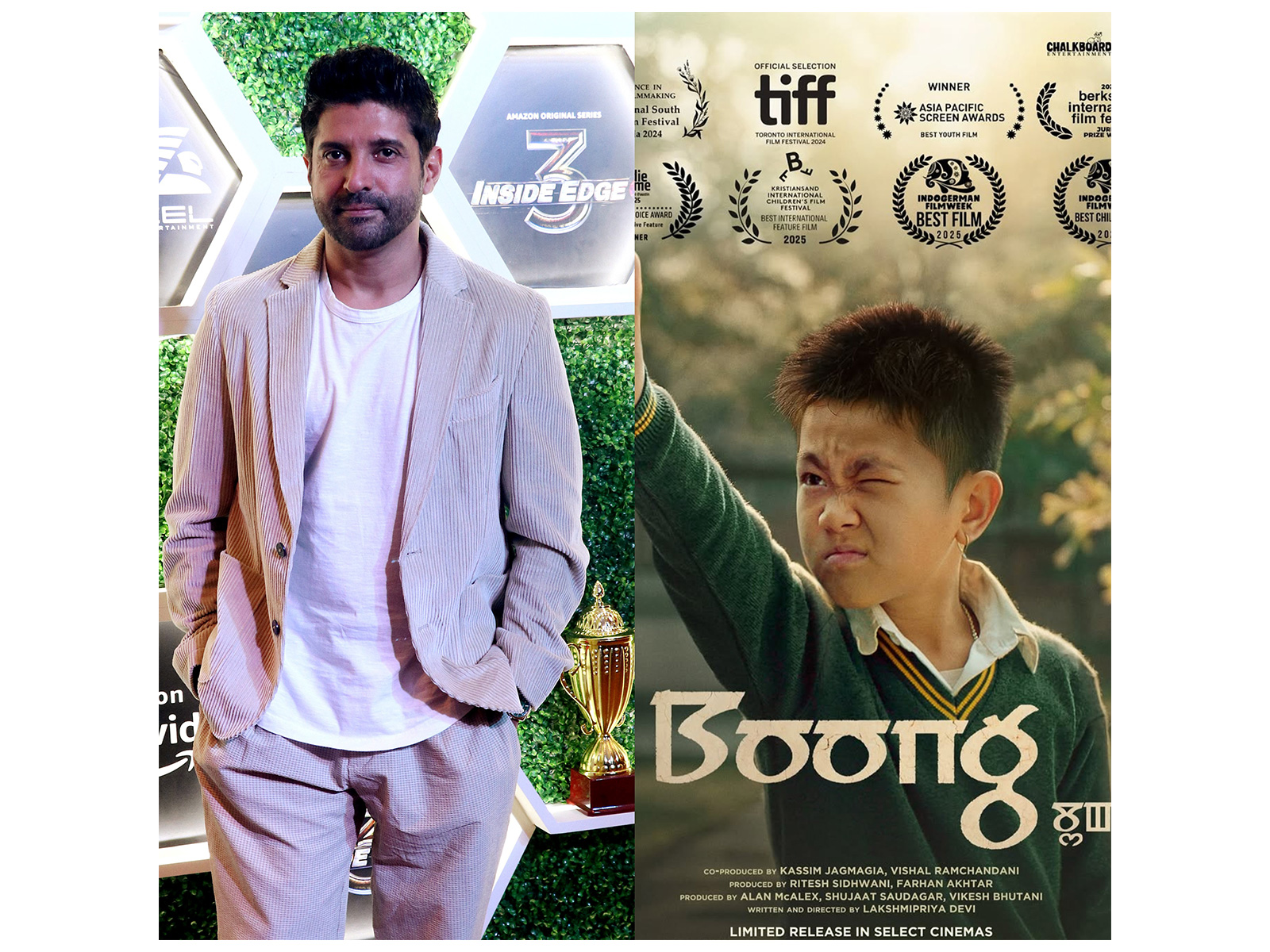 Farhan Akhtar (Photo: ANI) and Boong poster (Photo: Instagram/@excelmovies) Farhan Akhtar (Photo: ANI) and Boong poster (Photo: Instagram/@excelmovies)