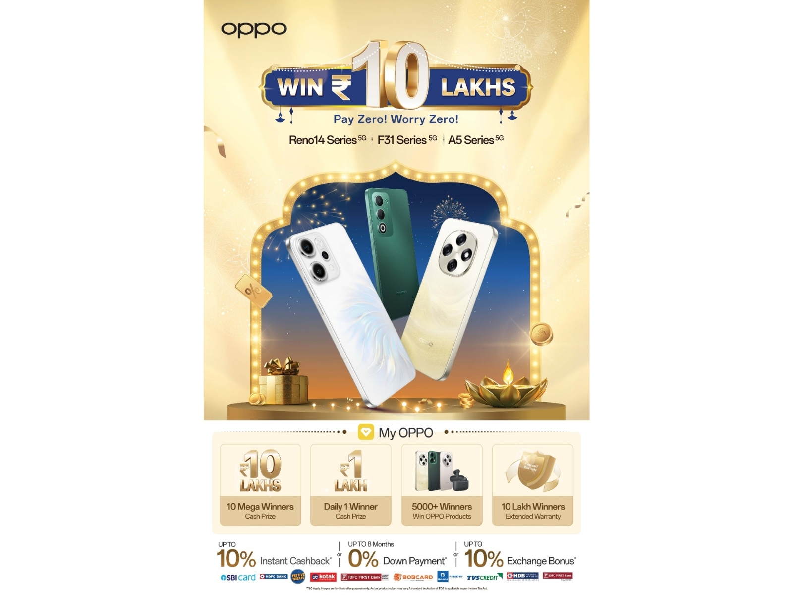 OPPO India brings Grand Festive Sale across its portfolio; Rs 10 Lakh Mega Prize for 10 lucky customers OPPO India brings Grand Festive Sale across its portfolio; Rs 10 Lakh Mega Prize for 10 lucky customers