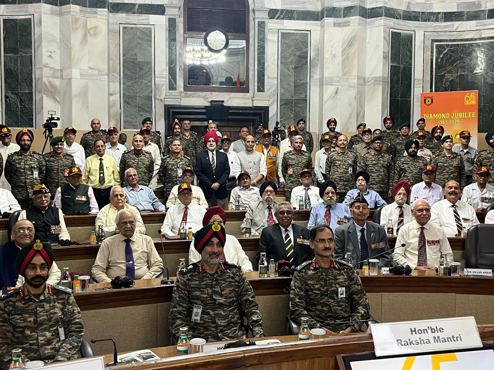 Defence Minister Rajnath Singh interacts with veterans of the 1965 war (Photo/ANI) Defence Minister Rajnath Singh interacts with veterans of the 1965 war (Photo/ANI)