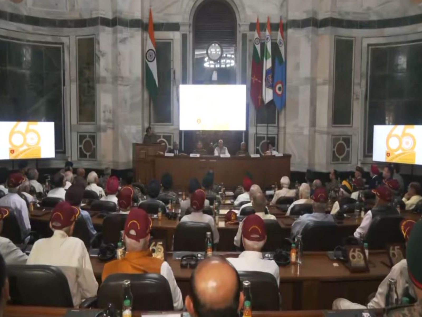 Rajnath Singh interacts with army veterans and families of 1965 war heros (Photo/ANI) Rajnath Singh interacts with army veterans and families of 1965 war heros (Photo/ANI)