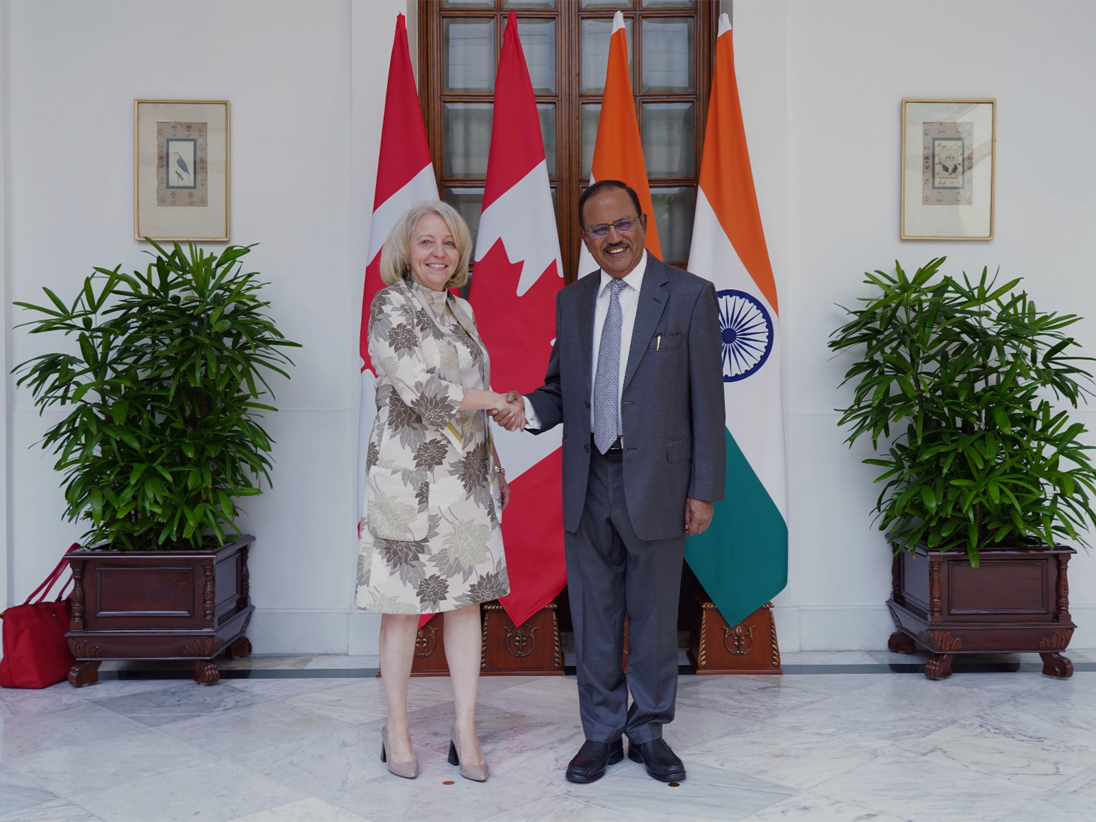 India’s NSA Ajit Doval meets Canadian counterpart Nathalie G. Drouin in New Delhi to discuss security cooperation (Photo/MEA) India’s NSA Ajit Doval meets Canadian counterpart Nathalie G. Drouin in New Delhi to discuss security cooperation (Photo/MEA)