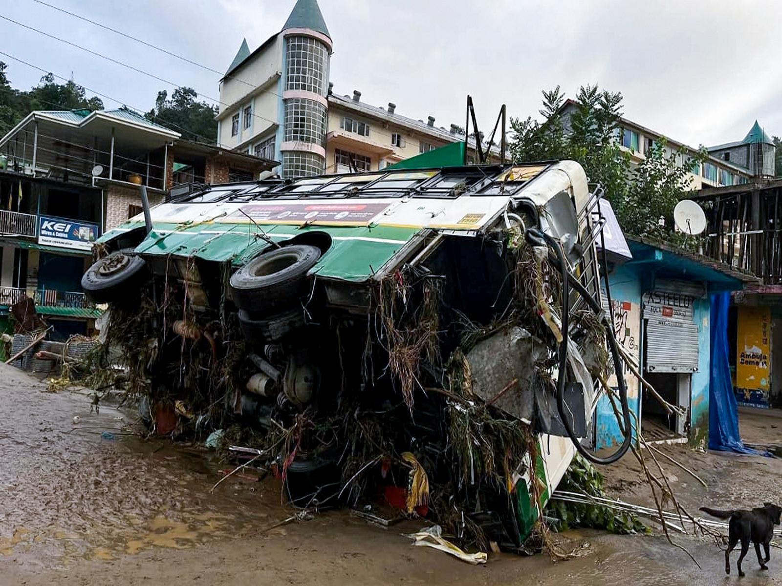 Visual of Dharampur bus stand flooded in Mandi (Photo/ANI) Visual of Dharampur bus stand flooded in Mandi (Photo/ANI)