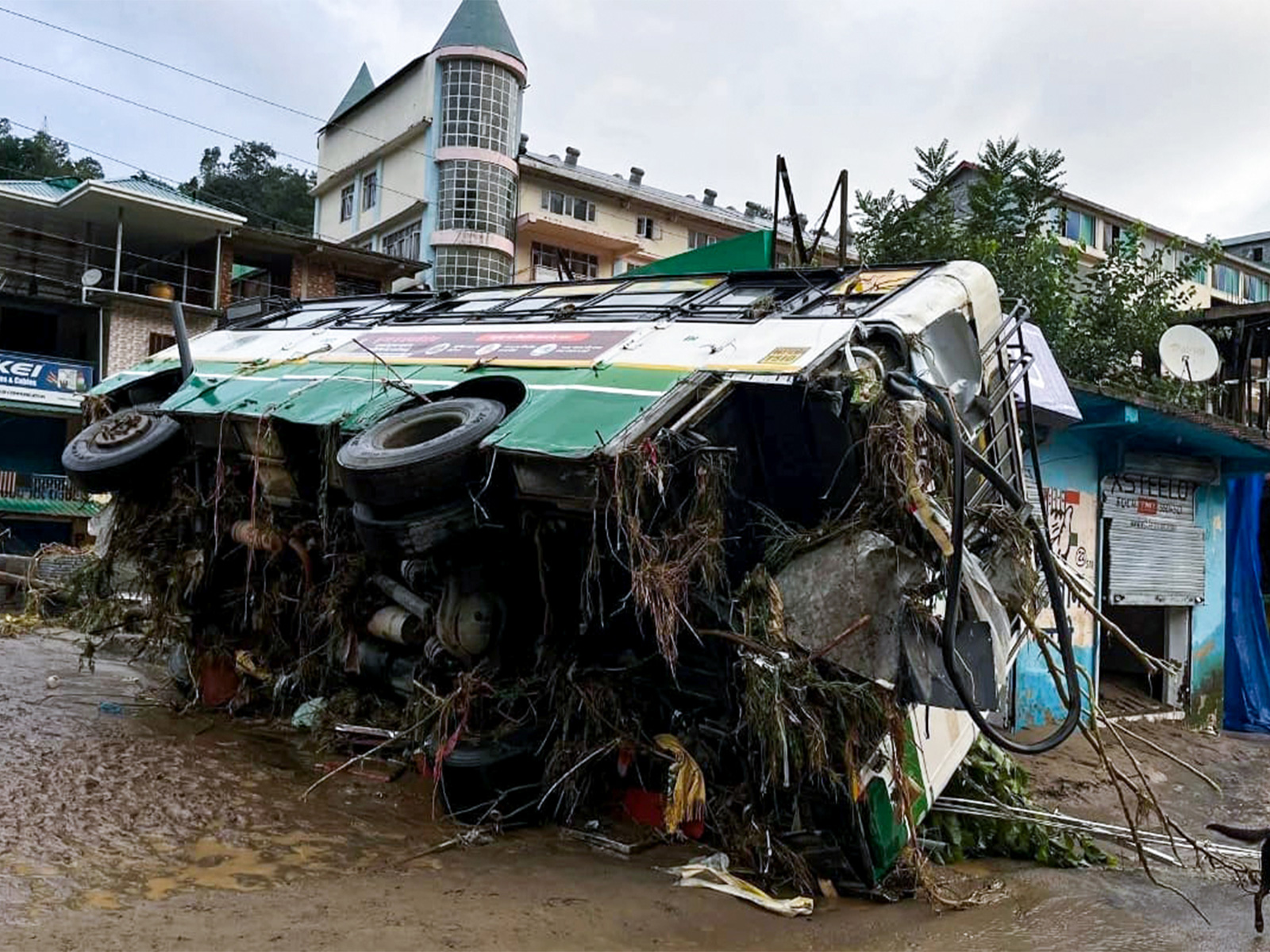 Visual of Dharampur bus stand flooded in Mandi (Photo/ANI) Visual of Dharampur bus stand flooded in Mandi (Photo/ANI)